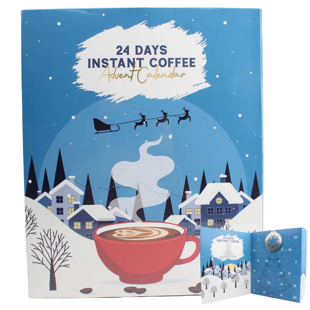 Coffee advent calendar 2025 | Christmas coffee advent for coffee lovers | 24 days flavoured coffee advent calendar with pumpkin, caramel | Christmas coffee advent gift for men women adults