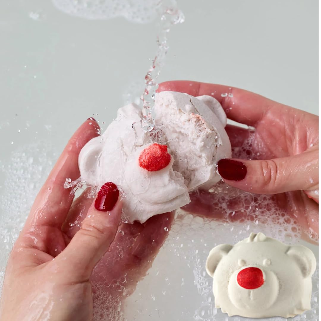 Bath Bomb | Mothers Day Gift Set | Vegan Festive Bath Fizz Set for Mum | Bath Bombs with Gingerbread, Polar Bear, Reindeer & More | Mother's Day Pamper Gift