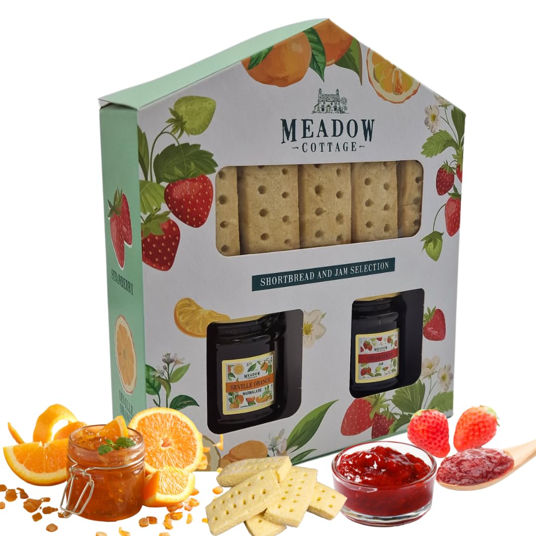 Christmas jam gift set - shortbread and jam selection gift set - christmas biscuit gifts for couples women men for your afternoon tea