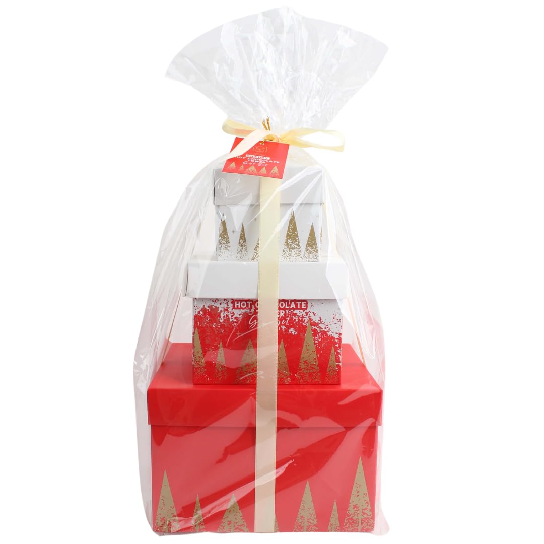 Luxury Hot Chocolate Station Tower Gift Set – Christmas Cocoa Kit with Marshmallows, Cookies, Gingerbread & Candy Canes – Festive Gift for Kids, Women, Men & Couples