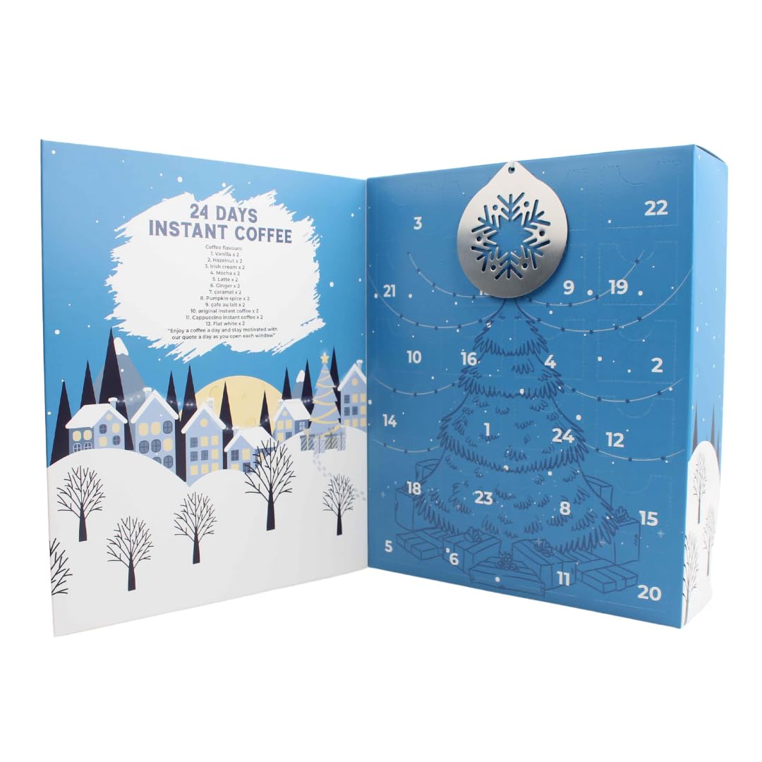 Coffee advent calendar 2025 | Christmas coffee advent for coffee lovers | 24 days flavoured coffee advent calendar with pumpkin, caramel | Christmas coffee advent gift for men women adults