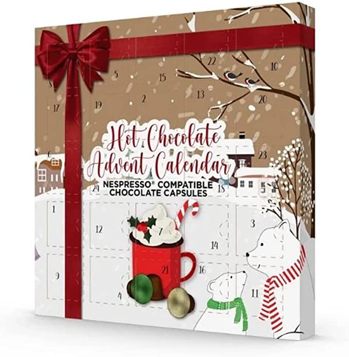 Hot Chocolate for Nespresso Creamy & Sweet Advent Calendar - Nespresso Compatible Hot Chocolate Capsules Advent Calendar - 24 days Christmas hot chocolate advent gift set for kids and adults