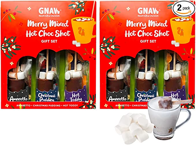 hot chocolate stirrers with marshmallows - gnaw hot chocolate stirrers for your hot chocolate station includes hot toddy, christmas pudding chocolate & amaretto hot chocolate with marshmallows toppers