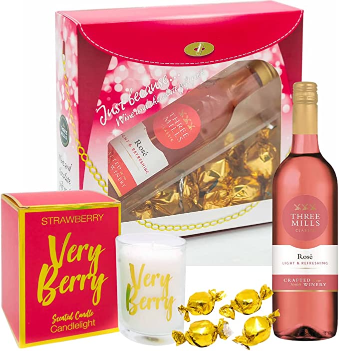 Sip, Savor, and Celebrate: Rose Wine, Chocolate, & Candle Gift Set