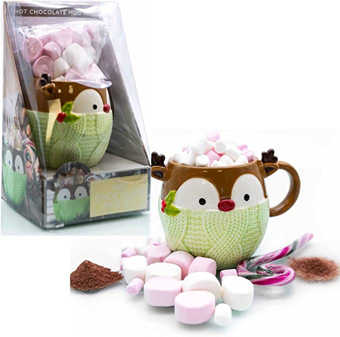 Festive Delights: Christmas Hot Chocolate & Marshmallow Rudolph Reindeer Mug Gift Set