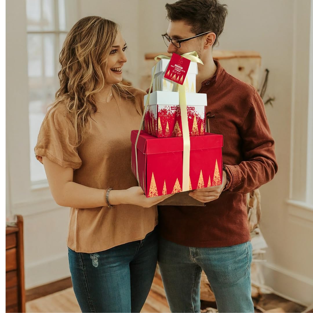Luxury Hot Chocolate Station Tower Gift Set – Christmas Cocoa Kit with Marshmallows, Cookies, Gingerbread & Candy Canes – Festive Gift for Kids, Women, Men & Couples