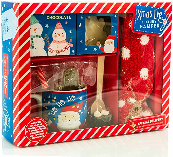 Festive Delights: Christmas Eve Luxury Gift Hamper for Kids with Hot Chocolate, Marshmallows, and More!