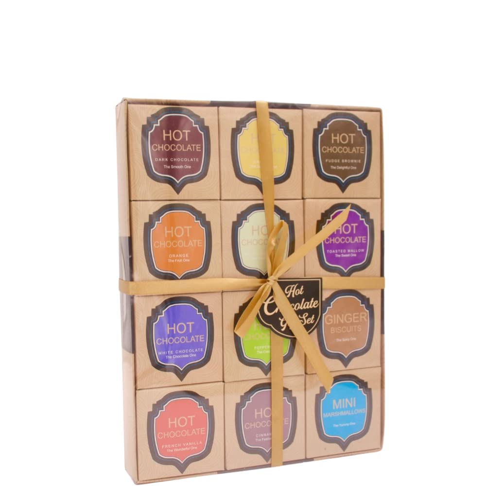 Hot chocolate gift set - flavoured hot chocolate gift set for kids men women adult - christmas gifts options white hot chocolate - chocolate orange salted caramel & more