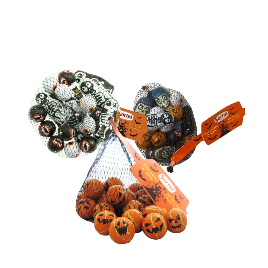 Halloween sweets & chocolates party bag fillers | Halloween sweet bags of chocolate pumpkins | Milk chocolate pralines | Halloween gifts party bag fillers & treats for kids men women | bulk sweets