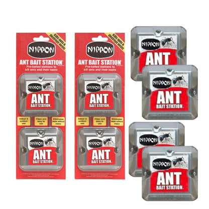 Nippon Ant Killer Bait Station – 4 Pack Indoor & Outdoor Ant Traps – Clean, Mess-Free Ant Control with Long-Lasting Colony Elimination