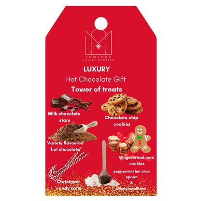 Luxury Hot Chocolate Station Tower Gift Set – Christmas Cocoa Kit with Marshmallows, Cookies, Gingerbread & Candy Canes – Festive Gift for Kids, Women, Men & Couples