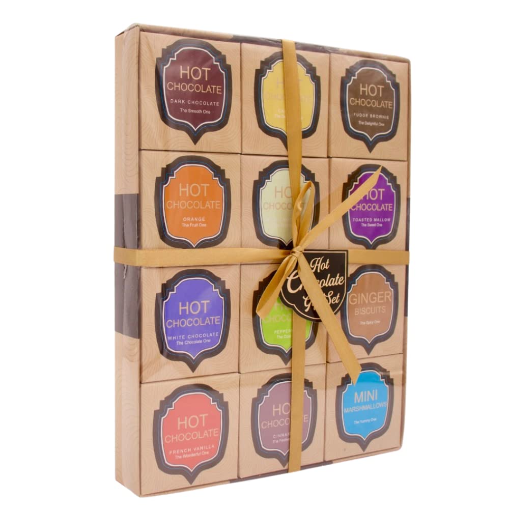 Hot chocolate gift set - flavoured hot chocolate gift set for kids men women adult - christmas gifts options white hot chocolate - chocolate orange salted caramel & more