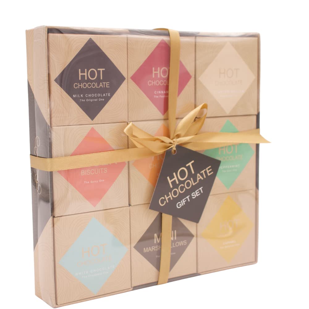 Hot chocolate gift set - flavoured hot chocolate gift set for kids men women adult - christmas gifts options white hot chocolate - chocolate orange salted caramel & more