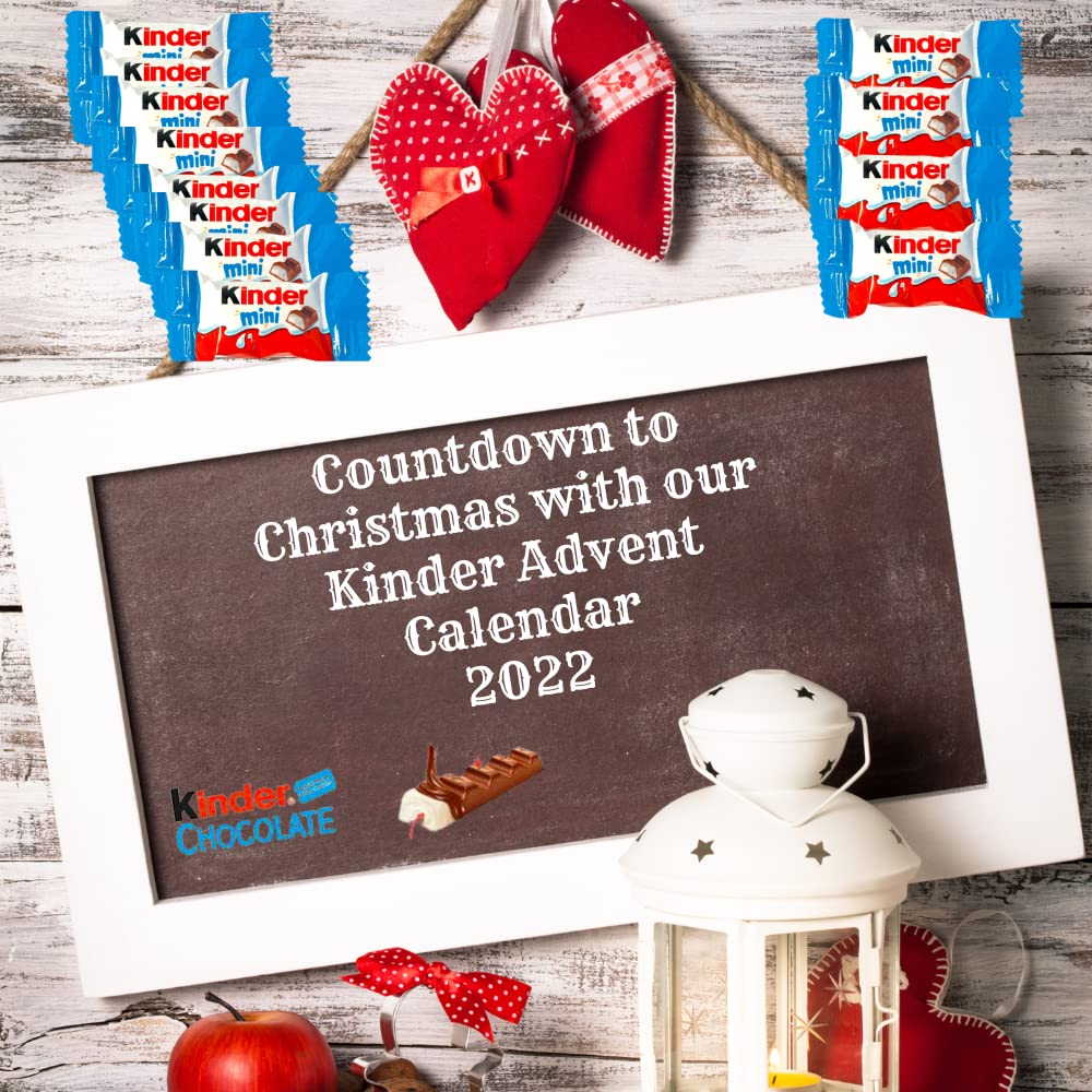 Kinder advent calendar - kinder chocolate advent calendar 2025 kids Christmas countdown - 24 pieces individually wrapped mini kinder bars - Christmas chocolate gift advent