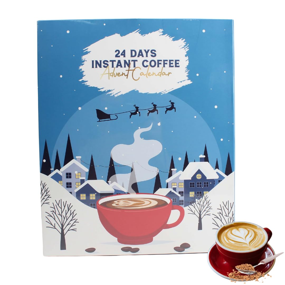 Coffee advent calendar 2025 | Christmas coffee advent for coffee lovers | 24 days flavoured coffee advent calendar with pumpkin, caramel | Christmas coffee advent gift for men women adults
