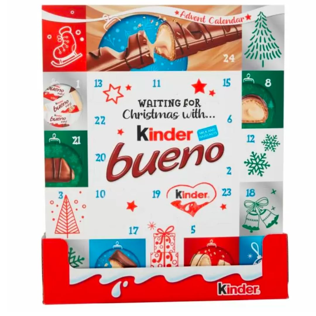 Bueno Kinder Advent Calendar 167g - Kinder Chocolate Advent 2025 - Christmas Chocolate for Kids - chocolate advent calendar 2025 adults men women