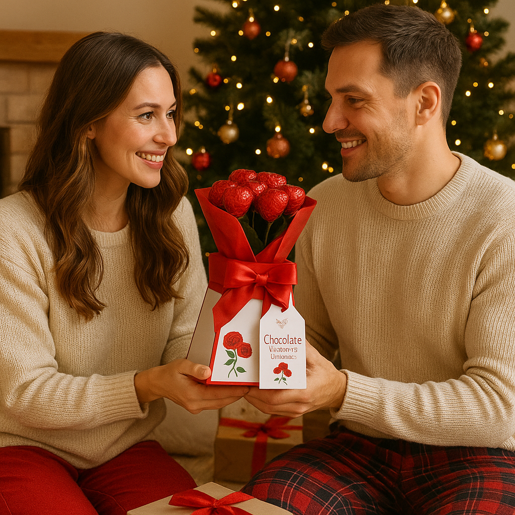 Chocolate Rose Bouquet Gift Box – 16-Piece Edible Flower Arrangement with Love Hearts | Valentine’s & Mother’s Day Gift