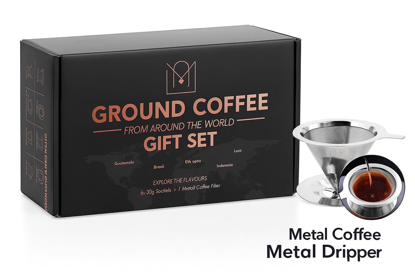 Coffee from Around the World – Luxury Ground Coffee Gift Set with Reusable Stainless Steel Filter | Christmas 2025 Limited Edition