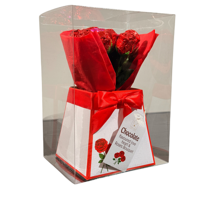 Chocolate Rose Bouquet Gift Box – 16-Piece Edible Flower Arrangement with Love Hearts | Valentine’s & Mother’s Day Gift