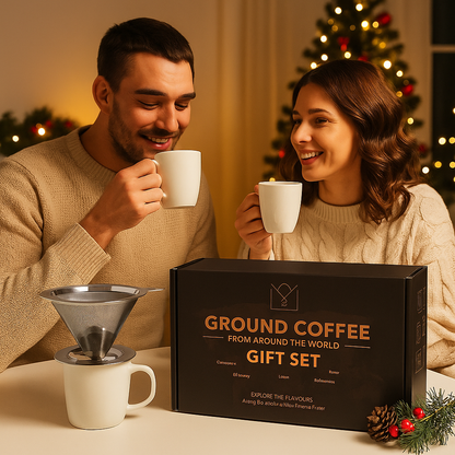 Coffee from Around the World – Luxury Ground Coffee Gift Set with Reusable Stainless Steel Filter | Christmas 2025 Limited Edition