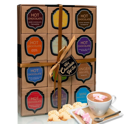 Hot chocolate gift set - flavoured hot chocolate gift set for kids men women adult - christmas gifts options white hot chocolate - chocolate orange salted caramel & more