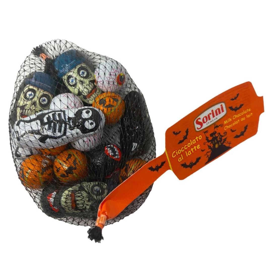 Halloween sweets & chocolates party bag fillers | Halloween sweet bags of chocolate pumpkins | Milk chocolate pralines | Halloween gifts party bag fillers & treats for kids men women | bulk sweets