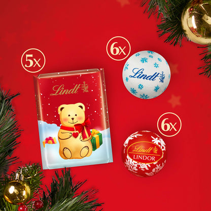 Lindt Teddy Adorable Milk Advent Calendar 250g - A selection of 24 finest Lindt Milk chocolates for a festive and magical countdown until Christmas