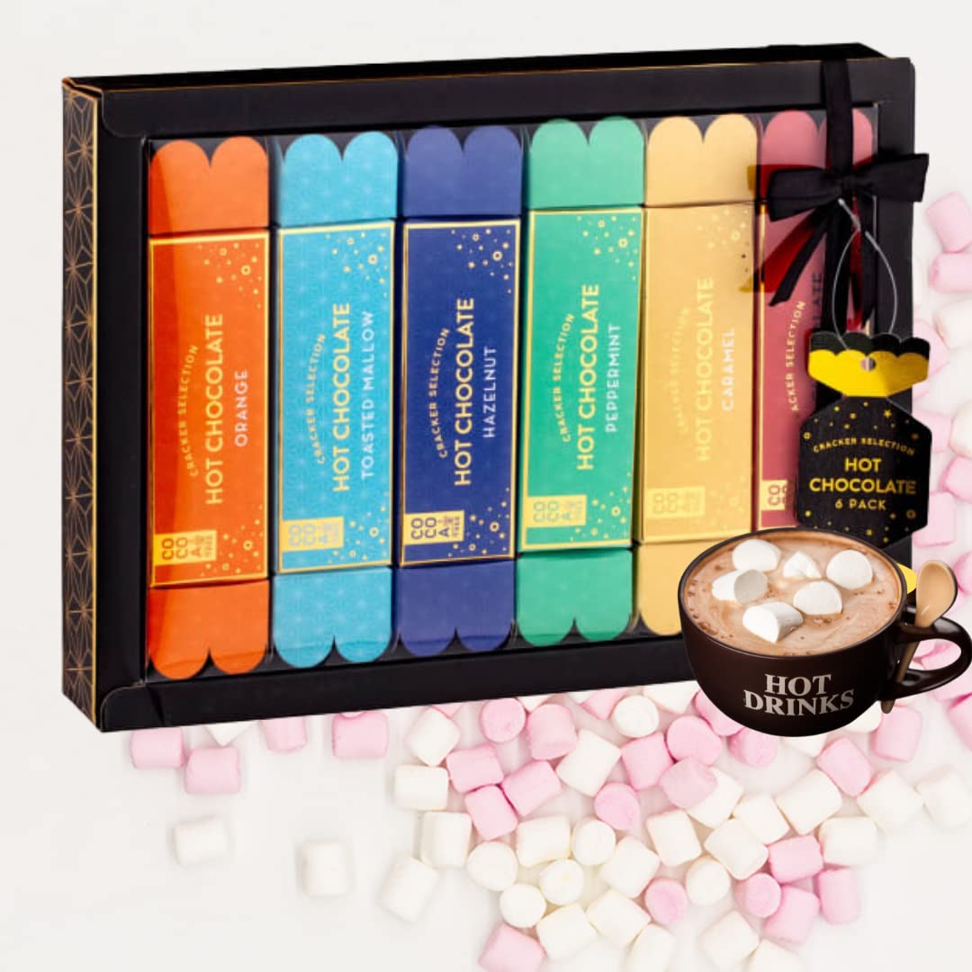 Hot chocolate gift set - flavoured hot chocolate gift set for kids men women adult - christmas gifts options white hot chocolate - chocolate orange salted caramel & more