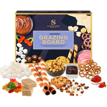 Luxury Dessert Grazing Board Kit – Chocolate Dipping Gift Set with Wafer Bites, Marshmallows, Honeycomb Candy & More | Perfect for Christmas, Date Nights, Movie Nights, & Family Sharing