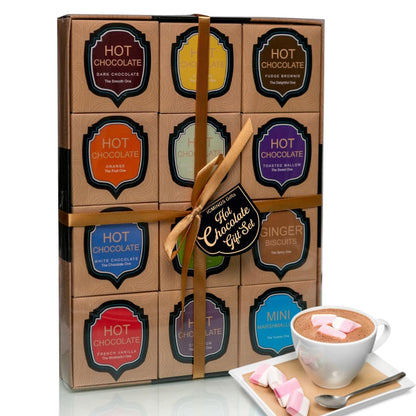 Hot chocolate gift set - flavoured hot chocolate gift set for kids men women adult - christmas gifts options white hot chocolate - chocolate orange salted caramel & more