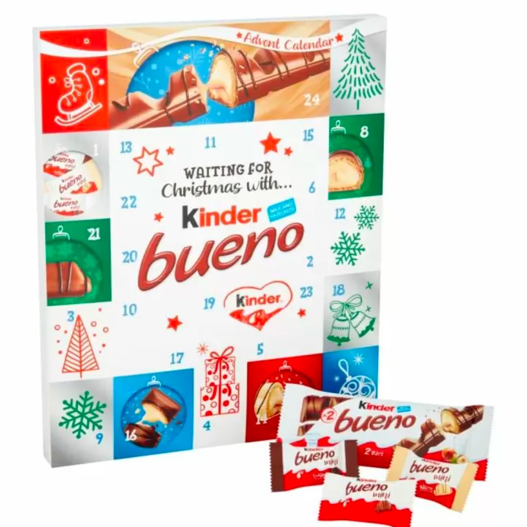 Bueno Kinder Advent Calendar 167g - Kinder Chocolate Advent 2025 - Christmas Chocolate for Kids - chocolate advent calendar 2025 adults men women