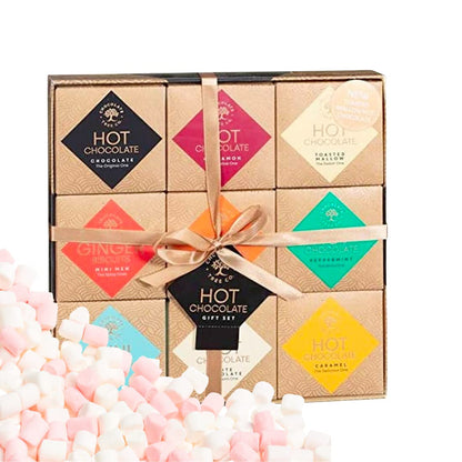 Luxury Hot Chocolate Gift Set – 9 Flavours with Marshmallows & Gingerbread Man | Christmas Gift