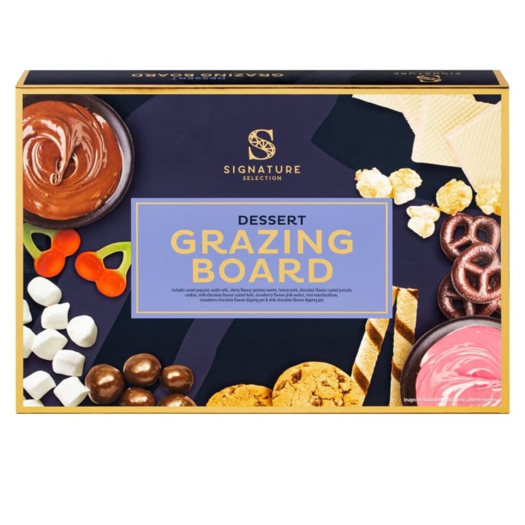 Luxury Dessert Grazing Board Kit – Chocolate Dipping Gift Set with Wafer Bites, Marshmallows, Honeycomb Candy & More | Perfect for Christmas, Date Nights, Movie Nights, & Family Sharing