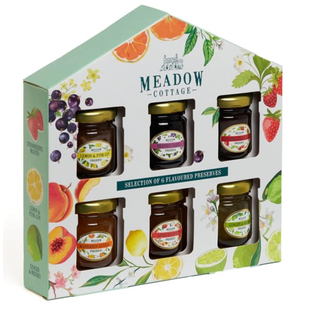 Christmas Jam Gift Set – Selection of 6 Premium Jam Jars (Strawberry, Raspberry, Orange Marmalade, Lemon & Blackcurrant preserve) – Jam Gift for Jam Lovers